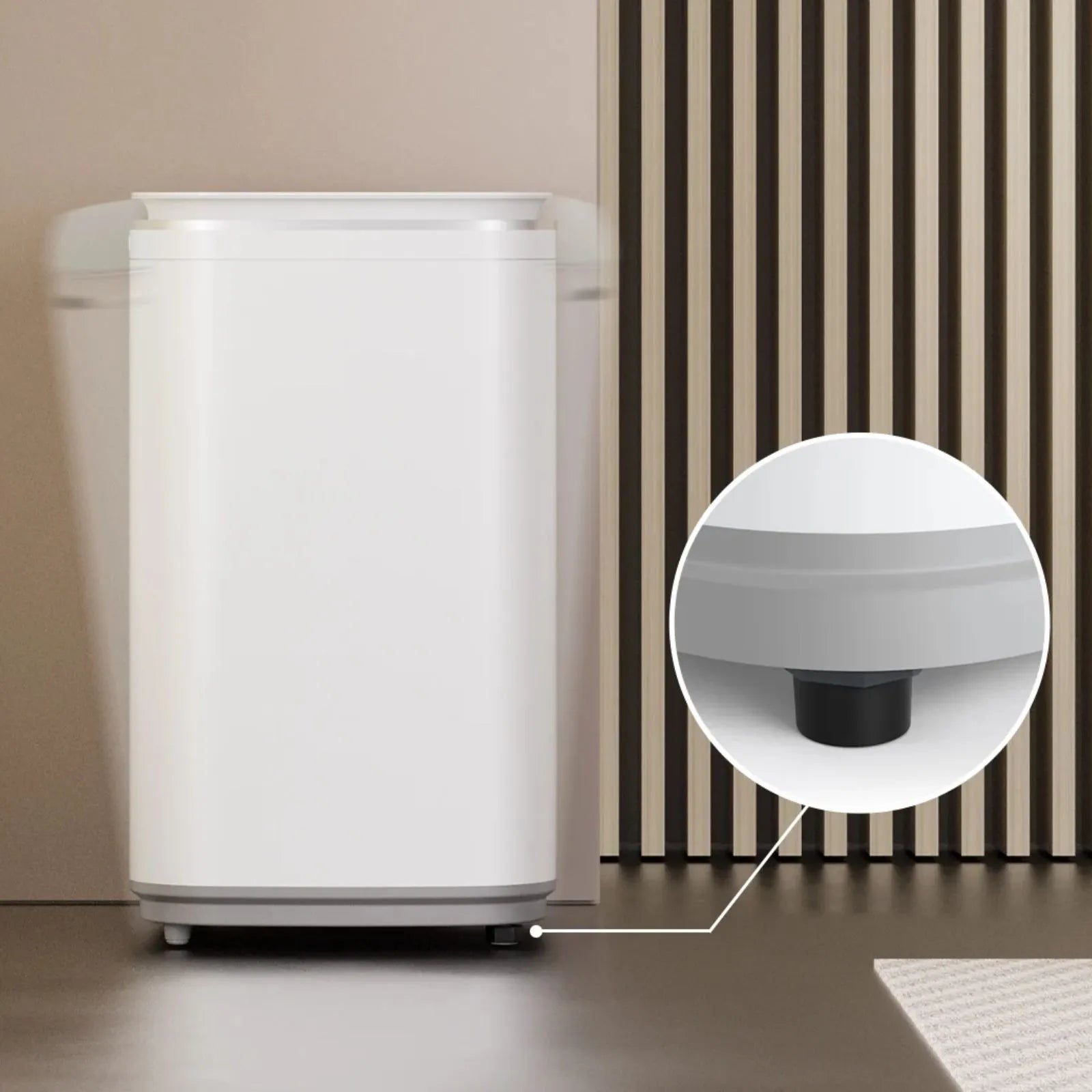 HAVA tvättmaskin från Go-clean.se med fokus på stötdämpande ben som stabiliserar maskinen vid vibrationer under drift.