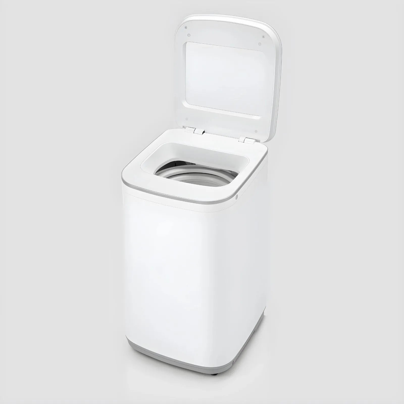 HAVA tvättmaskin från Go-clean.se med öppen lucka i frilagd vy, som visar den rymliga trumman och användarvänliga toppmatade designen.